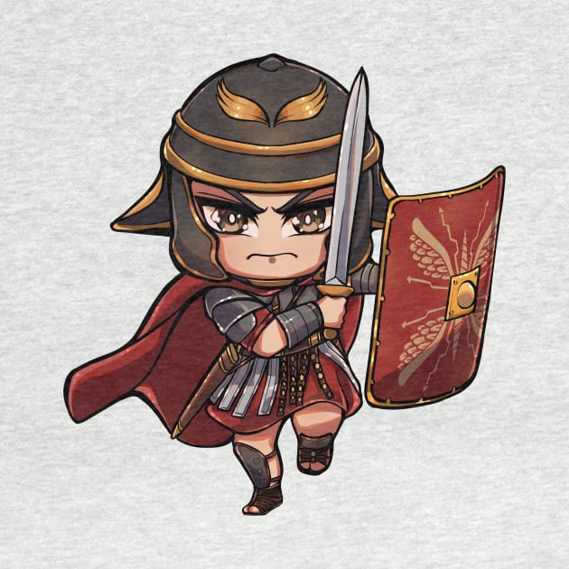 Cute Roman Empire Legionary Infantry Foot Soldier Charging - History Ancient Rome - Chibi by Holymayo Tee